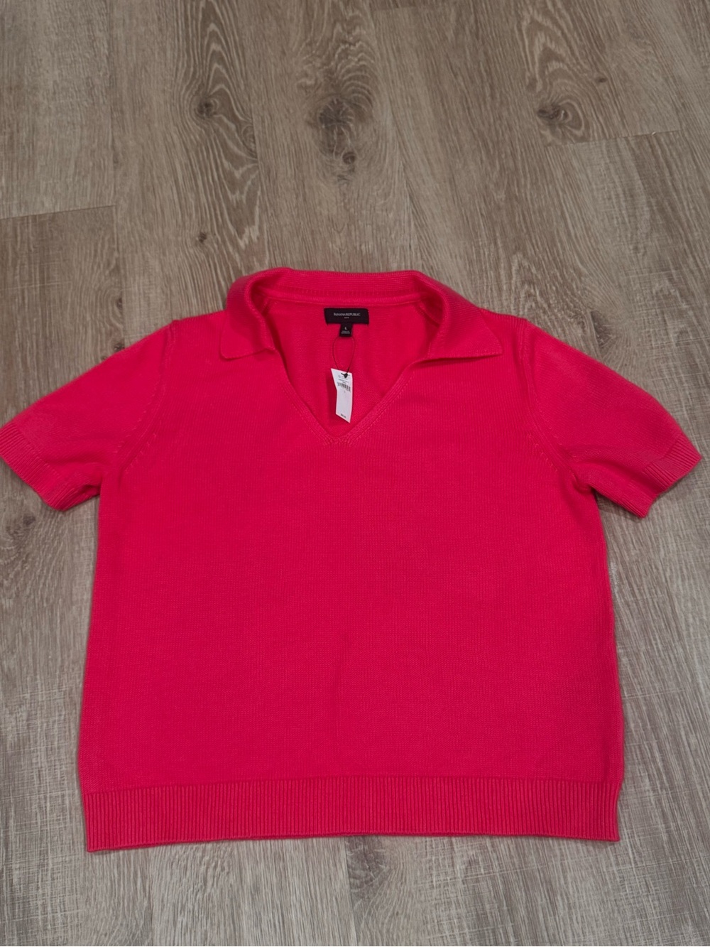 Banana Republic NWT Hot Pink 100% Cotton Knit Polo Sweater Top Size L